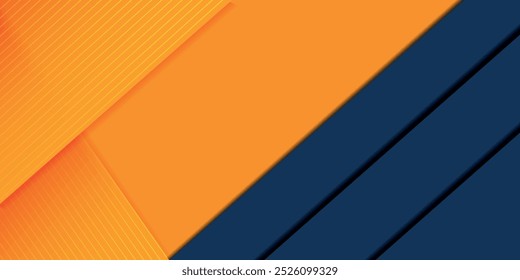 Abstract geometric dark blue and orange square theme overlap background for graphic design.