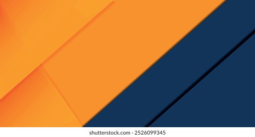 Abstract geometric dark blue and orange square theme overlap background for graphic design.