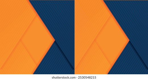 Abstract geometric dark blue and orange square theme overlap background for graphic design.