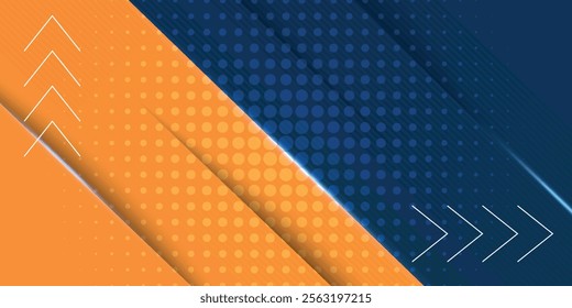 Abstract geometric dark blue and orange square theme overlap background for graphic design.	
