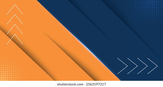 Abstract geometric dark blue and orange square theme overlap background for graphic design.	