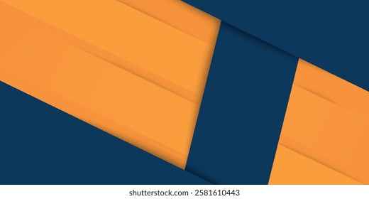 Abstract geometric dark blue and orange square theme overlap background for graphic design.