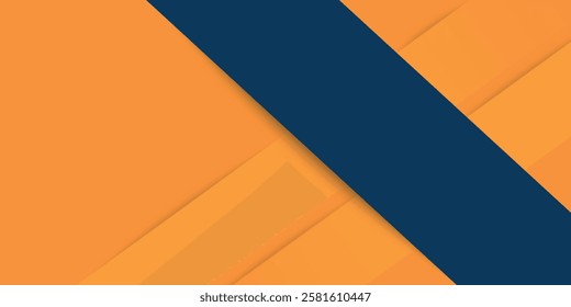Abstract geometric dark blue and orange square theme overlap background for graphic design.