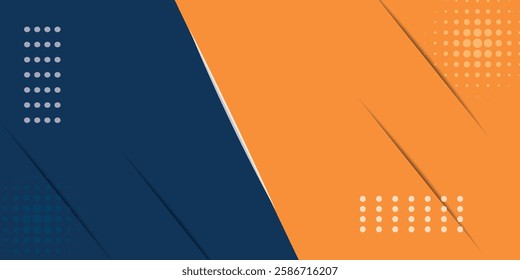 Abstract geometric dark blue and orange square theme overlap background for graphic design.