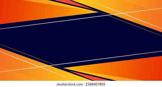 Abstract geometric dark blue and orange square theme overlap background for graphic design