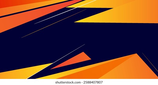 Abstract geometric dark blue and orange square theme overlap background for graphic design