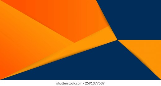 Abstract geometric dark blue and orange square theme overlap background for graphic design.