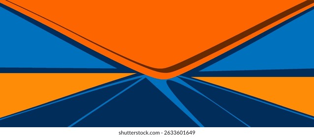 Abstract geometric dark blue and orange square theme overlap background for graphic design.