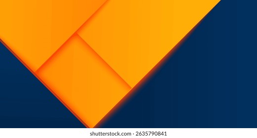 Abstrakte geometrische dunkelblaue und orangefarbene quadratische Thema überlappen Hintergrund für Grafik-Design. EPS10 Vektor, modern.