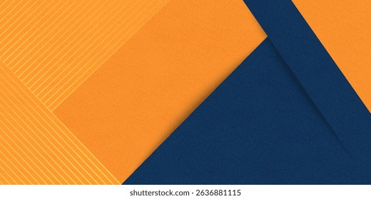 Abstract geometric dark blue and orange square theme overlap background for graphic design.