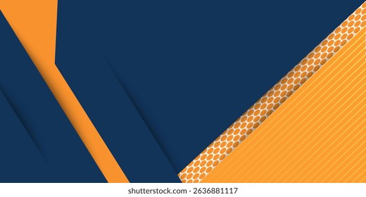 Abstract geometric dark blue and orange square theme overlap background for graphic design.