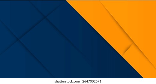 Abstrakte geometrische dunkelblaue und orangefarbene quadratische Thema überlappen Hintergrund für Grafik-Design. EPS10-Vektor