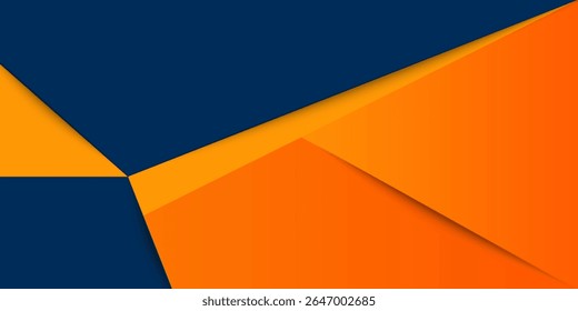 Abstract geometric dark blue and orange square theme overlap background for graphic design.