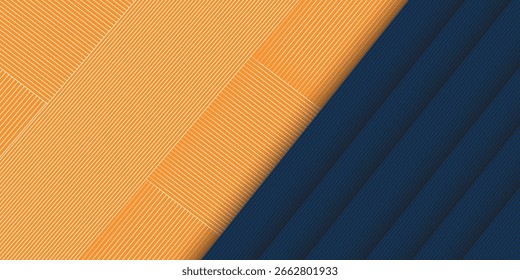 Abstrakte geometrische dunkelblaue und orangefarbene quadratische Thema überlappen Hintergrund für Grafik-Design.