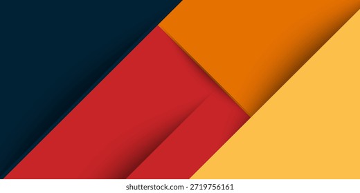 Abstrakte geometrische dunkelblaue, rote und orangefarbene quadratische Thema überlappen Hintergrund für Grafik-Design. EPS10-Vektor