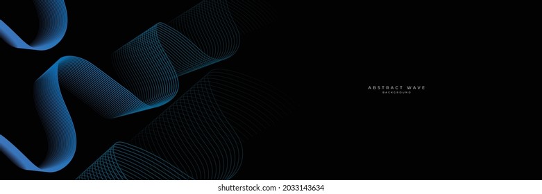 Abstract geometric dark blue wide banner layout design. Dark modern navy blue wide banner background with geometric shapes decration