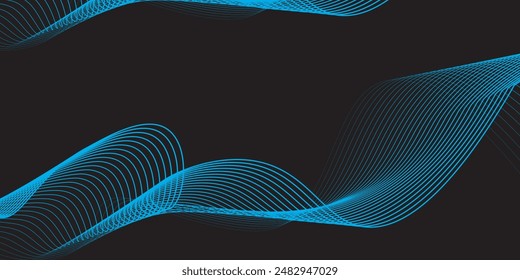 Abstract geometric dark blue wide banner layout design. Dark modern navy blue wide banner background with geometric shapes decration