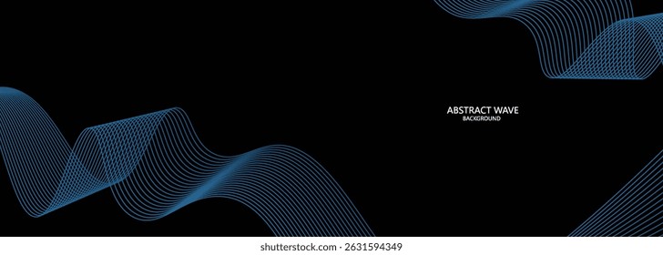 Abstract geometric dark blue wide banner layout design. Dark modern navy blue wide banner background with geometric shapes decration