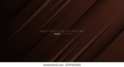 Abstract geometric dark brown background with simple overlap shape and shadow pattern. Realistic 3D design. Modern background with papercut concept. Eps10 vector