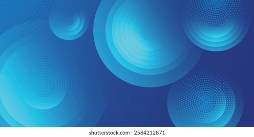 Abstract geometric dark navy blue banner background. Digital technology business 3D presentation abstract background. Abstract blue banner with gradient shapes
