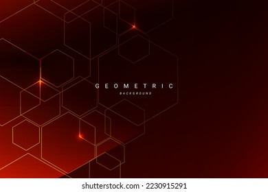 Abstract geometric dark red hexagonal design dynamic modern background vector