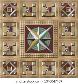 Abstract geometric decorative background (texture, pattern). Suitable for textile, wallpaper, wrapping, tile, web. Vector illustration.