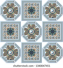 Abstract geometric decorative background (texture, pattern). Suitable for textile, wallpaper, wrapping, tile, web. Vector illustration.