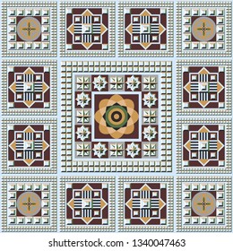 Abstract geometric decorative background (texture, pattern). Suitable for textile, wallpaper, wrapping, tile, web. Vector illustration.