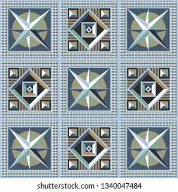 Abstract geometric decorative background (texture, pattern). Suitable for textile, wallpaper, wrapping, tile, web. Vector illustration.
