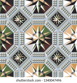 Abstract geometric decorative background (texture, pattern). Suitable for textile, wallpaper, wrapping, tile, web. Vector illustration.