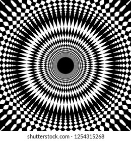 Abstract geometric decorative vector square pattern, radiating lines abstract circular illustration in square format 