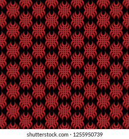 Abstract geometric decorative vector square pattern, Seamless vector background, Red and Black texture, Graphic modern pattern
