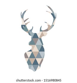 Abstract geometric deer illustration. Scandinavian style Deer poster. 