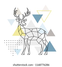 Abstract geometric deer. Side view. Scandinavian style. Vector illustration.