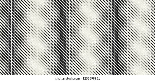 Abstract geometric degrade seamless pattern. Repeatable border motif with small geometry shapes with density gradient effect. Raster halftone mesh seamless pattern. Abstract graphic texture 