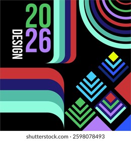 Abstract Geometric Design for 2026, trending vector banner template. square social media flyer