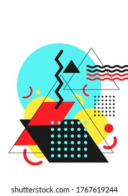 Abstract geometric design background. Art template. Vector illustration. Dynamic geometric shapes compositions. Flat and clean style. Applicable for any graphic works.