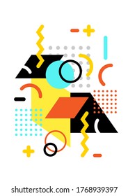 Abstract geometric design background. Art template. Dynamic geometric shapes compositions, Flat and clean style, Applicable for any graphic works.