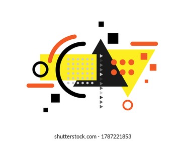 Abstract geometric design background. Art template. Vector illustration. Dynamic geometric shapes compositions. Flat and clean style. Applicable for any graphic works.