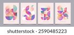 Abstract  Geometric  design of backgrounds. Modern posters with line art shapes and gradient elements. Minimal graphic banners templates, printable  graphic. Vector retro patterns for cover etc. 
