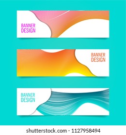 Abstract geometric design banner. Abstract gradient wave background design.
