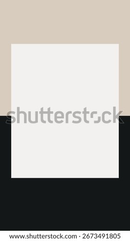 Abstract geometric design with a beige, white, and black color scheme. Minimalist abstract art with geometric shapes. Simple, modern abstract composition. Frame vector with copy space.