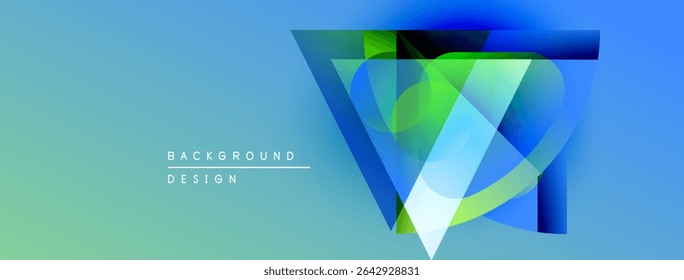 Abstract geometric design. Blue, green hues blend. Modern background with layered shapes, vibrant colors, sleek presentation.