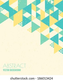 Abstract geometric design in blue, yellow and white with copy space.