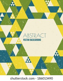 Abstract geometric design in blue, yellow and green with copy space.