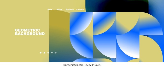Abstractas diseño geométrico. Las Formas azules y amarillas se superponen creando un cabezal o Anuncio de Sitio web moderno. Estilo minimalista.