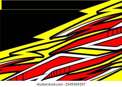 Abstract geometric design with bright colors including red, yellow, black, and white. Featuring unique shapes and intricate patterns. Perfect for modern art and design projects."