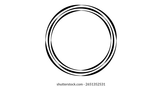 Abstract geometric design in circle shape with spiral lines. Radial rotating shape. Set of circular spiral lines forming a swirling vortex symbol.