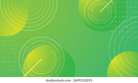 Abstract geometric design with circular shapes and a green-yellow gradient, perfect for tech and creative projects.