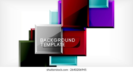 Abstract geometric design. Colorful rectangles overlap, creating dynamic visual effect. Background template for presentations, designs.
